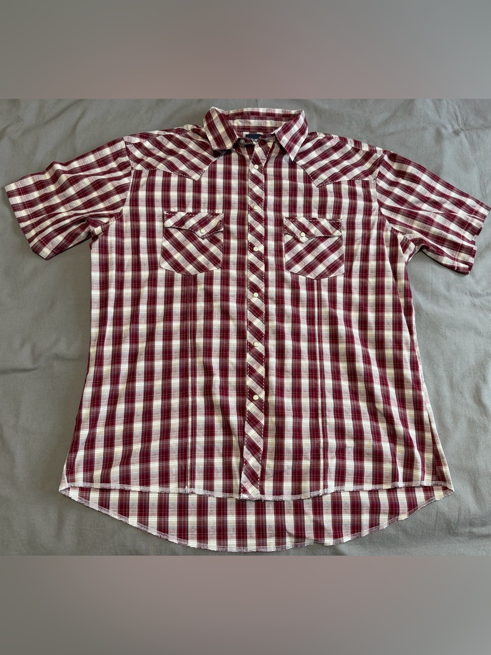Wrangler Western Shirt Mens 2XL Plaid Pearl Snap Cowboy Short Sleeve Button Up